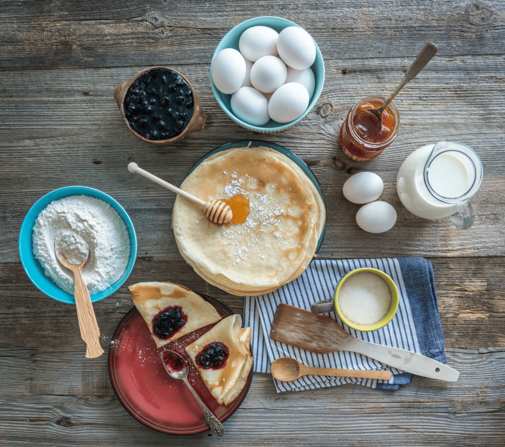ingredients of sourdough discard crepe